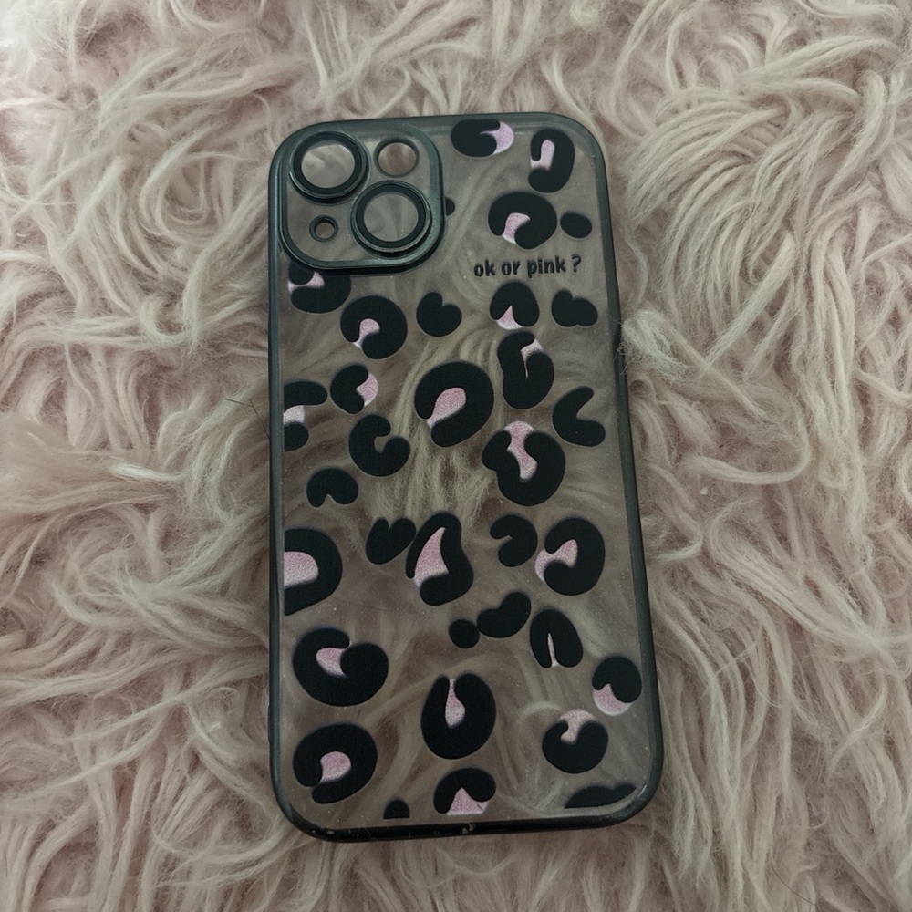 Leopard Print Phone Case - Pink and Black